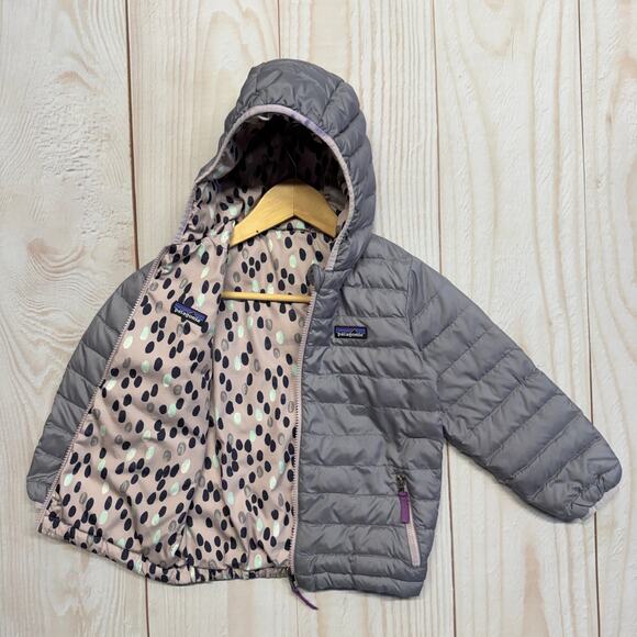 Patagonia Reversible Girls Size 5T?? Down Sweater Puffer Hoodie Jacket - Picture 2 of 10